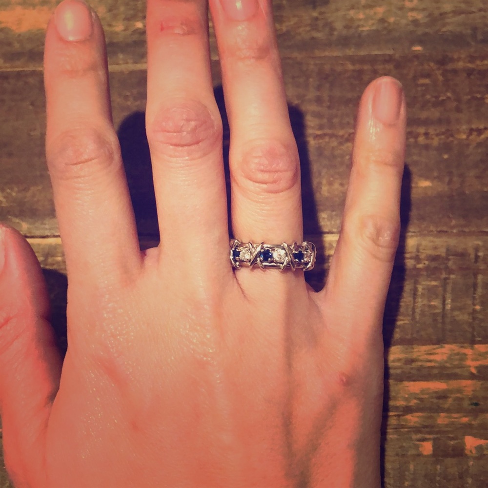 Tiffany 16-Stone Sapphire and Diamond Ring